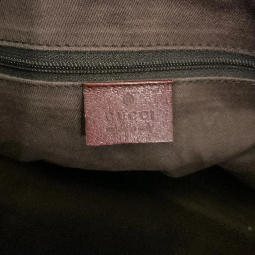 Gucci Vintage GG Monogram Canvas Brown Leather Tote Bag Shoulder Purse 2123 - Picture 2 of 8